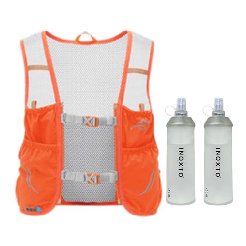 Amagogo Trinkweste-Rucksack, Laufweste mit 2 Wasserblasen, Trinkbeutel, Trinkrucksack für Reitsport im Freien, Orange, l Amagogo Trinkweste-Rucksack, Laufweste mit 2 Wasserblasen, Trinkbeutel, Trinkrucksack für Reitsport im Freien, Orange, l von Amagogo