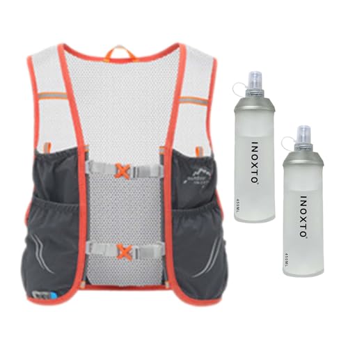 Amagogo Trinkweste-Rucksack, Laufweste mit 2 Wasserblasen, Trinkbeutel, Trinkrucksack für Reitsport im Freien, Dunkelgrau Orange, l Amagogo Trinkweste-Rucksack, Laufweste mit 2 Wasserblasen, Trinkbeutel, Trinkrucksack für Reitsport im Freien, Dunkelgrau Orange, l von Amagogo