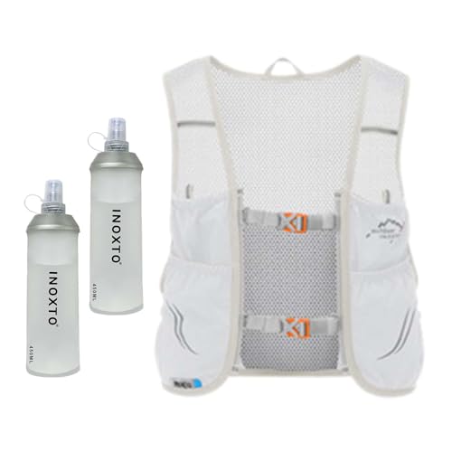 Amagogo Trinkweste-Rucksack, Laufweste mit 2 Wasserblasen, Trinkbeutel, Trinkrucksack für Reitsport im Freien, Hellgrau Orange, m Amagogo Trinkweste-Rucksack, Laufweste mit 2 Wasserblasen, Trinkbeutel, Trinkrucksack für Reitsport im Freien, Hellgrau Orange, m von Amagogo