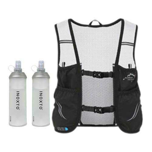 Amagogo Trinkweste-Rucksack, Laufweste mit 2 Wasserblasen, Trinkbeutel, Trinkrucksack für Reitsport im Freien , Schwarz, l von Amagogo