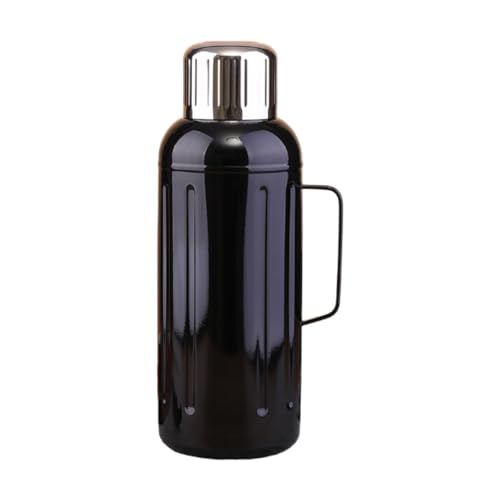 Amagogo -Wasserflasche, Becher, groß, Temperaturanzeige, tragbar, Edelstahlflasche, Warmwasserboiler für Outdoor-Sport, Schwarz, 1000 Ml von Amagogo