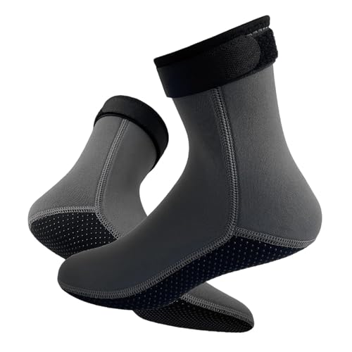 Amagogo Wassersocken, Tauchsocken, 3 mm Neopren, weich, bequem, warm halten, Neoprenanzugsocken, Schwimmsocken zum Surfen, Wassersport, Grau, XL von Amagogo