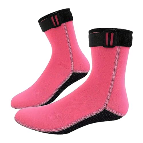 Amagogo Wassersocken, Tauchsocken, 3 mm Neopren, weich, bequem, warm halten, Neoprenanzugsocken, Schwimmsocken zum Surfen, Wassersport, Rosa, XXL von Amagogo