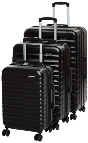 Amazon Basics Hartschalen - kofferset - 3-teiliges Set (55 cm, 68 cm, 78 cm), Schwarz von Amazon Basics
