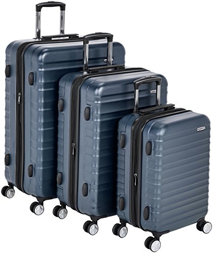 Amazon Basics - Hochwertiger Hartschalen-Trolley mit Schwenkrollen und eingebautem TSA-Schloss - 53.5 cm, Handgepäck, Marineblau, Genehmigt als Handgepäck auf vielen Airlines von Amazon Basics