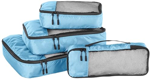 Amazon Basics Packwürfel Set für Koffer, Reise Organizer, Reißverschluss, 4 Teilig, Groß, Mittelgroß, Klein, Schmal, Himmelblau Amazon Basics Packwürfel Set für Koffer, Reise Organizer, Reißverschluss, 4 Teilig, Groß, Mittelgroß, Klein, Schmal, Himmelblau von Amazon Basics