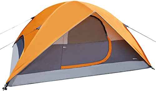 Amazon Basics Kuppelzelt für 4 Personen, orange / grau von Amazon Basics