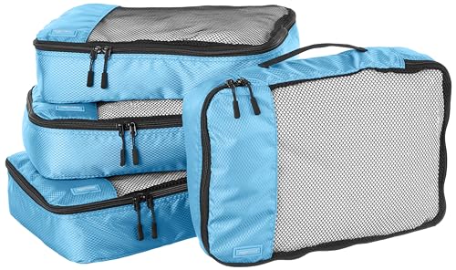 Amazon Basics Packwürfel Set für Koffer, Reise Organizer, Reißverschluss, 4 Teilig, Mittelgroß, Himmelblau Amazon Basics Packwürfel Set für Koffer, Reise Organizer, Reißverschluss, 4 Teilig, Mittelgroß, Himmelblau von Amazon Basics
