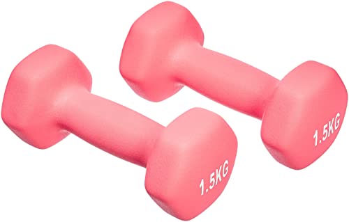 Amazon Basics Neopren Hanteln Gewichte,3.0 Pink, 2er-Set, 2 x 1.5 kg von Amazon Basics