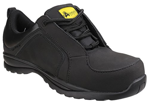 Amblers Safety Damen FS59C Leder Sicherheitsschuhe Metallfrei Turnschuhe Schwarz 41 von Amblers Safety