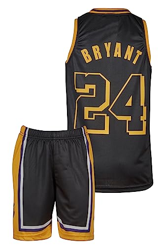 Amdrabola Lakers Kobe Bryant Basketball Kinder Trikot Bausatz, Schwarz, Komm mit Shorts Basketballfans (134,Schwarz) von Amdrabola