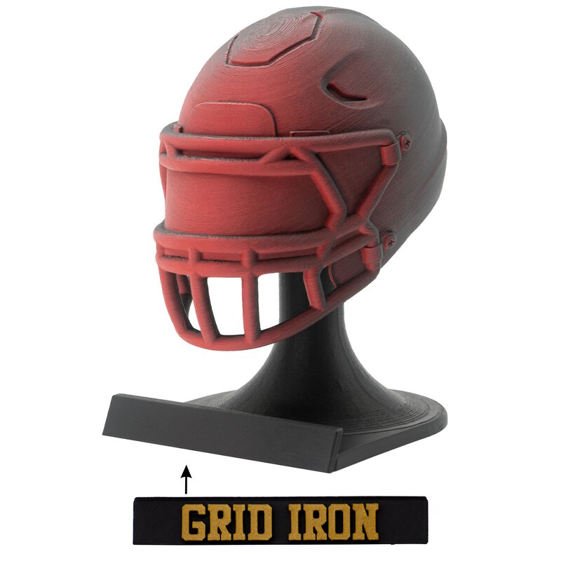 American Football MVP Helm Trophäe rot-schwarz Helm + Ständer Grid Iron von Rookie GOAT