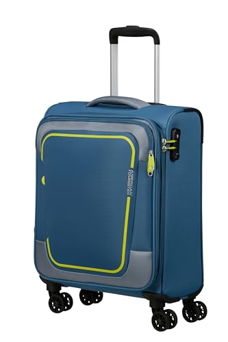 American Tourister Pulsonic - Spinner S, Erweiterbar Handgepäck, 55 cm, 40.5/43.5 L, Blau (Coronet Blue) von American Tourister