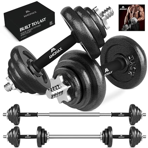 Amonax 20KG Verstellbare Hanteln, Hantelset, Kurzhanteln Gewichte Dumbbells Langhantelstange, Gusseisen Weight 10 kg 2er Set männer Frauen, langhanteln Krafttrainingsgeräte für zuhause Gym fitness von Amonax