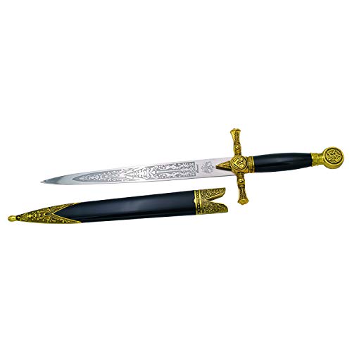 Amont Dolch Freimaurer 15035, mit goldenem Knopf und Schutz, inoffizielle Replik, schwarzer Griff, insgesamt 39,5 cm, Stahlblatt mit Zeichnung, schwarzer und Goldener Hülse. Amont Dolch Freimaurer 15035, mit goldenem Knopf und Schutz, inoffizielle Replik, schwarzer Griff, insgesamt 39,5 cm, Stahlblatt mit Zeichnung, schwarzer und Goldener Hülse. von Amont