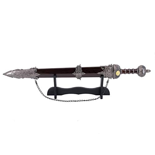 Amont Römerschwert Spatha Kavallerie 29359, gefertigt in Nickelknopf, Schutz und Griff, Gesamtgröße 80 cm, Stahlklinge, mit Deckel und Klammer von Amont