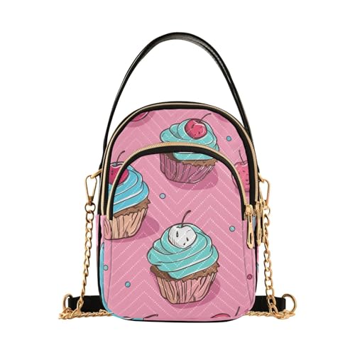 Amooorous Modische Umhängetasche mit Cartoon-Cupcake-Motiv für Damen, mit mehreren Taschen, Damen-Handtasche zum Laufen, Cartoon-Cupcake, 1 size von Amooorous