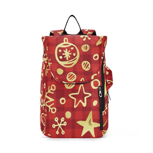 Amooorous Tennisschlägerball-Rucksack, große Aufbewahrung, Frohe Weihnachten, Büffelkaro, goldfarbenes rotes Muster, 2 Schläger, gepolsterte Tennistasche, Turnbeutel für Teenager, Jungen, Mädchen, von Amooorous