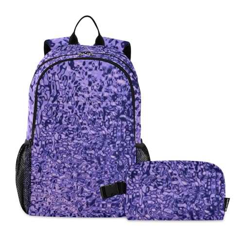 Amooorous Violetter Rucksack mit Milchglas-Textur, mit Lunchtasche, Schultasche und Lunchbox, Set für Jungen und Jungen, Schultaschen von 9–10 Jahren, Violette Milchglas-Textur von Amooorous