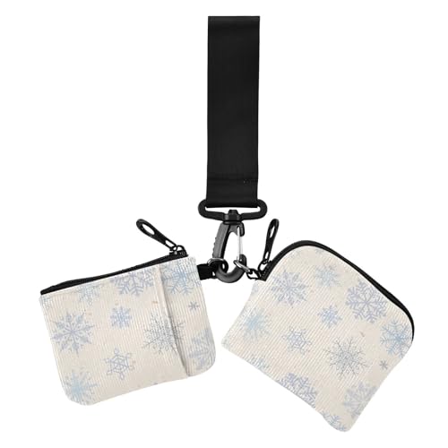 Blaue romantische Weihnachts-Schneeflocken-Damen-Brieftaschen, Visitenkartenetui, klein, tragbar, Geld-Organizer mit Reißverschluss, Münzfach für Damen, 2 Packungen, Blaue romantische von Amooorous