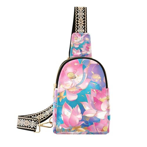 Trendige Schultertasche mit rosegoldener Blume, leicht, für Damen, Anti-Diebstahl zum Wandern, Rotgoldene Blume, 1 size von Amooorous