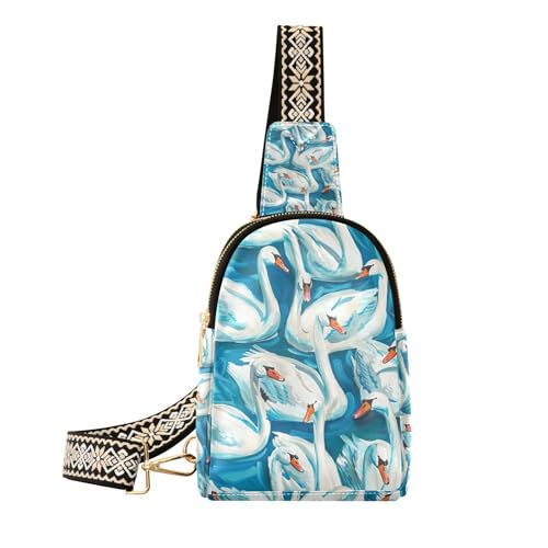 Trendy Swan′s Down Robin Blue Body Sling Bag Anti-Diebstahl kleine Taschen für Frauen für Reisen, Schwan's-Daune, Rotkehlchenblau, 1 size von Amooorous