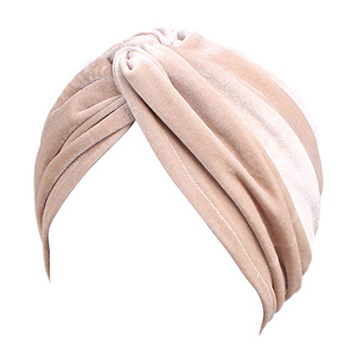 Amorar Chemotherapie Hut, Damen Twist Plissee Haar Wrap Stretch Turban Kopf Wraps Bandanas Chemo Hut Kopfbedeckung, Headwrap Elastic Headwear Samt Kopftuch Hut Beanie für Krebs von Amorar