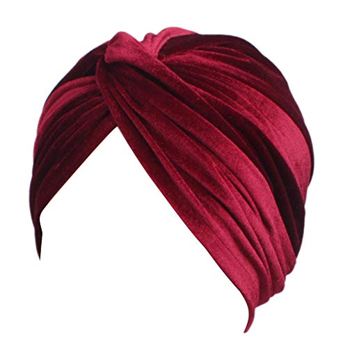 Amorar Chemotherapie Hut, Damen Twist Plissee Haar Wrap Stretch Turban Kopf Wraps Bandanas Chemo Hut Kopfbedeckung, Headwrap Elastic Headwear Samt Kopftuch Hut Beanie für Krebs von Amorar