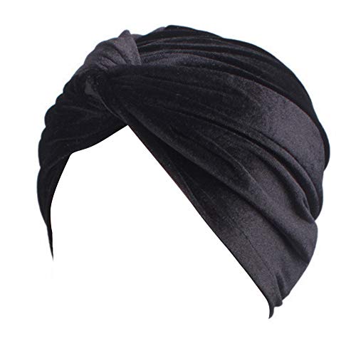 Amorar Chemotherapie Hut, Damen Twist Plissee Haar Wrap Stretch Turban Kopf Wraps Bandanas Chemo Hut Kopfbedeckung, Headwrap Elastic Headwear Samt Kopftuch Hut Beanie für Krebs von Amorar