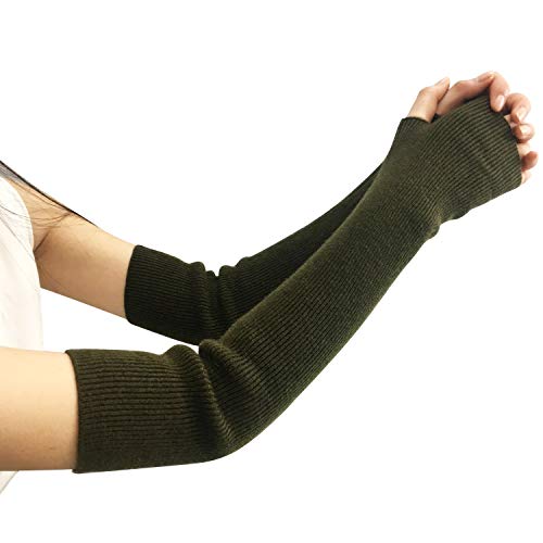 Amorar Damen Winter Handschuhe Gestrickte Armstulpen Kaschmir Armwärmer Lange Fingerlose Pulswärmer Hand-Stulpen Handwärmer Armhülse von Amorar