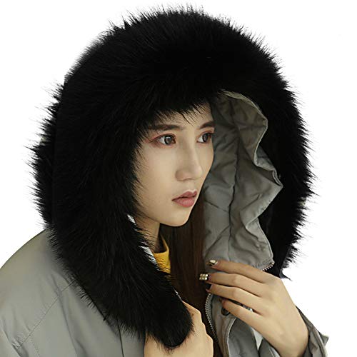 Amorar Frauen Männer Faux Pelzkragen Fellstreifen Schal Hood Kragen Wrap Pashminas Dicker Schal Schals Fuchspelz Stola Halswärmer Kapuze Edges Fellkragen für Wintermantel Jacke Parka von Amorar