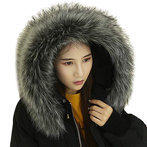 Amorar Frauen Männer Faux Pelzkragen Fellstreifen Schal Hood Kragen Wrap Pashminas Dicker Schal Schals Fuchspelz Stola Halswärmer Kapuze Edges Fellkragen für Wintermantel Jacke Parka von Amorar