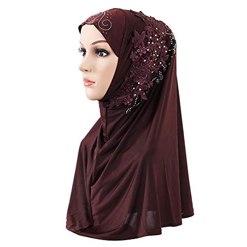 Amorar Hijab Kopftuch Muslimische Frauen Turban Kopfbedeckung Halstuch Haartuch Abaya Dubai Frauen Elegante Gesichtsschleier Hidschab Schal Beanie Bandanas Chemo Kappe von Amorar