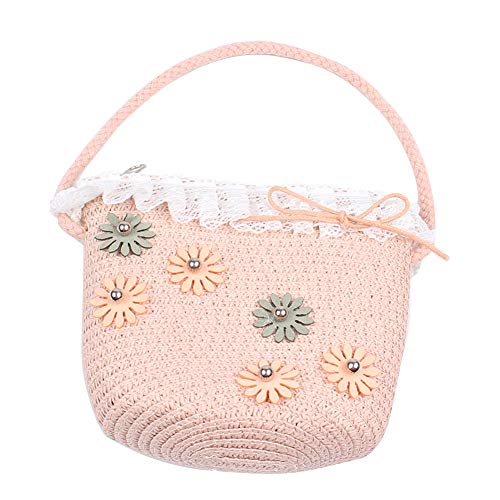 Amorar Kinder Stroh Crossbody Tasche Rattan Handtasche Korbtaschen Strandtasche Sommer Böhmen Blume Umhängetasche Prinzessin Mini Schulranzen für Mädchen von Amorar