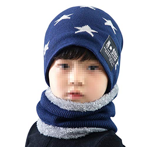 Amorar Kindermütze Jungen Mädchen Winter Mütze Hut Schal Set Warme Dicke Beanie Strickmütze Earflap Hut Schlauchschal Ski Schädel Cap mit Fleece Futter für 4-12 Jahre von Amorar