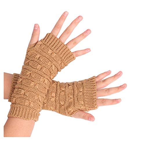 Amorar Winterhandschuhe Pluswärmer Mode Lange Fingerlose Handschuhe Fäustlinge Stricken Armstulpen Handwärmer Stulpen Armmanschette Daumenloch für Damen von Amorar