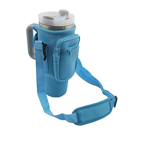 Amsthow Stanley Wasserflaschen-Tragetasche mit Handyfach, Blaue Wasserflaschenhalterung mit Riemen, für Stanley Cup 30, 1,2 l, Blau Amsthow Stanley Wasserflaschen-Tragetasche mit Handyfach, Blaue Wasserflaschenhalterung mit Riemen, für Stanley Cup 30, 1,2 l, Blau von Amsthow