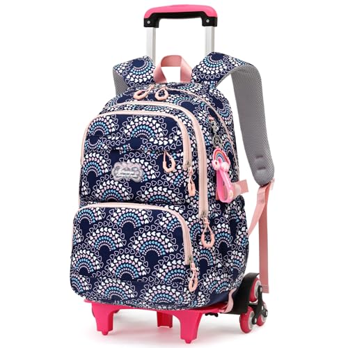 Amythe Kinderrucksack mit Rollen für Mädchen ab 8 Jahren, 16 Zoll Schulrucksack für Mädchen der Klassen 2-7, Lässiger Rucksack Daypack mit Trolley für Schule/Reisen, 6 Räder -Dunkelblau Amythe Kinderrucksack mit Rollen für Mädchen ab 8 Jahren, 16 Zoll Schulrucksack für Mädchen der Klassen 2-7, Lässiger Rucksack Daypack mit Trolley für Schule/Reisen, 6 Räder -Dunkelblau von Amythe