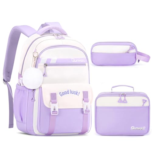 Amythe Schulrucksack Mädchen 3 Teilig, Lässiger Kinderrucksack, Leichter Schulranzen für Mädchen der 3. bis 5. Klasse, Grundschule Mittelschule Schultaschen-Set mit Lunchtasche Stiftetui, Lila Amythe Schulrucksack Mädchen 3 Teilig, Lässiger Kinderrucksack, Leichter Schulranzen für Mädchen der 3. bis 5. Klasse, Grundschule Mittelschule Schultaschen-Set mit Lunchtasche Stiftetui, Lila von Amythe