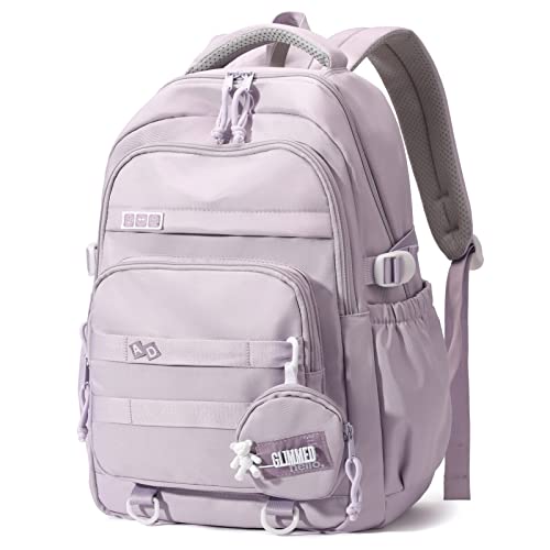 Amythe Schulrucksack Mädchen Teenager, Wasserdicht Daypack, Leichter Schulranzen Mädchen mit Großem Fassungsvermögen Modisch Rucksack für Schule oder Reisen - Lila von Amythe