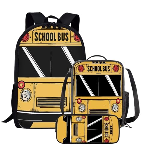 Amzbeauty 3-teiliges Rucksack-Set für Mädchen, Rucksack und Lunchbox, Federmäppchen-Set für die Schule, Schulbus von Amzbeauty