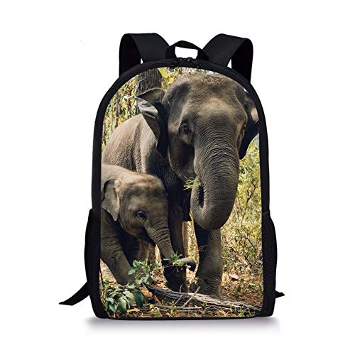 Einzigartiger Mehrzweck-Rucksack mit 3D-Tier-Druck, für Jugendliche, Kinder, Schultaschen, Reisetaschen, Laptop-Rucksäcke (Elefanten-Druck) von Amzbeauty