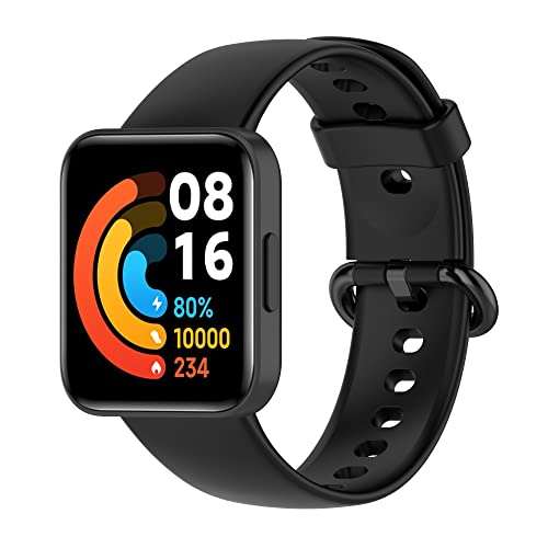 Amzpas Armband für Redmi Watch 2 Lite Armband/Xiaomi Mi Watch 2 Lite,Silikon Weiches Sport Ersatzbänder Uhrenarmband für Redmi Watch 2 Lite/Xiaomi Mi Watch 2 Lite Damen Herren(Schwarz) von Amzpas