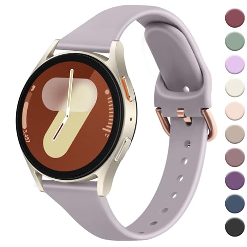 Amzpas Kompatibel mit Samsung Galaxy Watch 7 6 5 4 FE Armband 44mm 40mm / Watch 6 Classic 43mm 47mm / Galaxy Watch 5 Pro 45mm / Watch 4 Classic 42mm 46mm, 20mm Dünnes Silikon Ersatzarmband für Damen von Amzpas