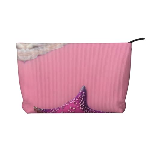 Make-up-Tasche aus Cord mit dem Motiv „Pink Sand Beach und robustem Futter für Reisen und den täglichen Gebrauch von Anceky