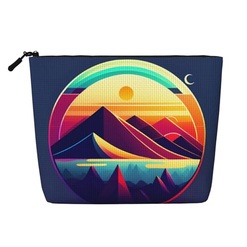 Sonnenuntergang im Teleskop. Einlagige Make-up-Tasche in Leinenoptik mit Reißverschluss für den täglichen Bedarf oder auf Reisen. von Anceky