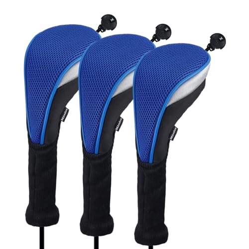 Andux 3/Pack Langer Hals Golf Hybrid Club Head Covers mit austauschbaren Keine. Tag ctmt-02, blau von Andux