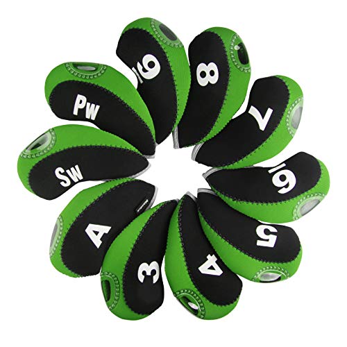 Andux 10 Stück Golfschlägerhauben Schlägerhauben mit Nummer Drucken schwarz grün von Andux