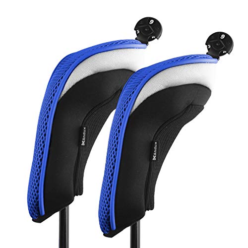 Andux 2 Packung Hybrid Golf Schlägerkopfhüllen austauschbar Nr. Etikett Blau von Andux