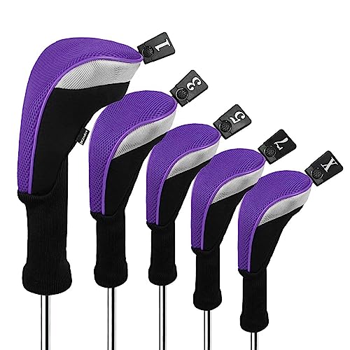 Andux Golf-Schlägerkopfhüllen für Holz mit langem Hals Packung mit 5 Violett Andux Golf-Schlägerkopfhüllen für Holz mit langem Hals Packung mit 5 Violett von Andux